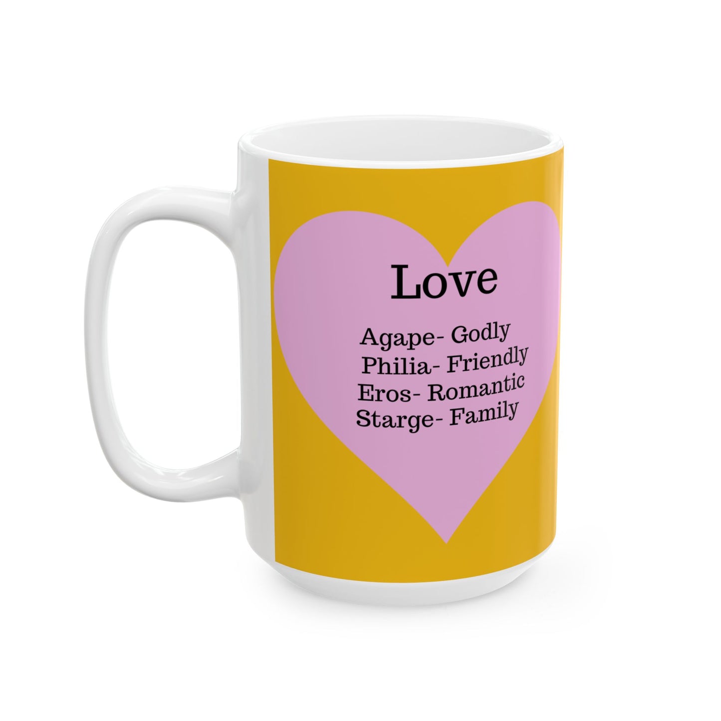 Charming Heart Ceramic Coffee Mug (Yellow)