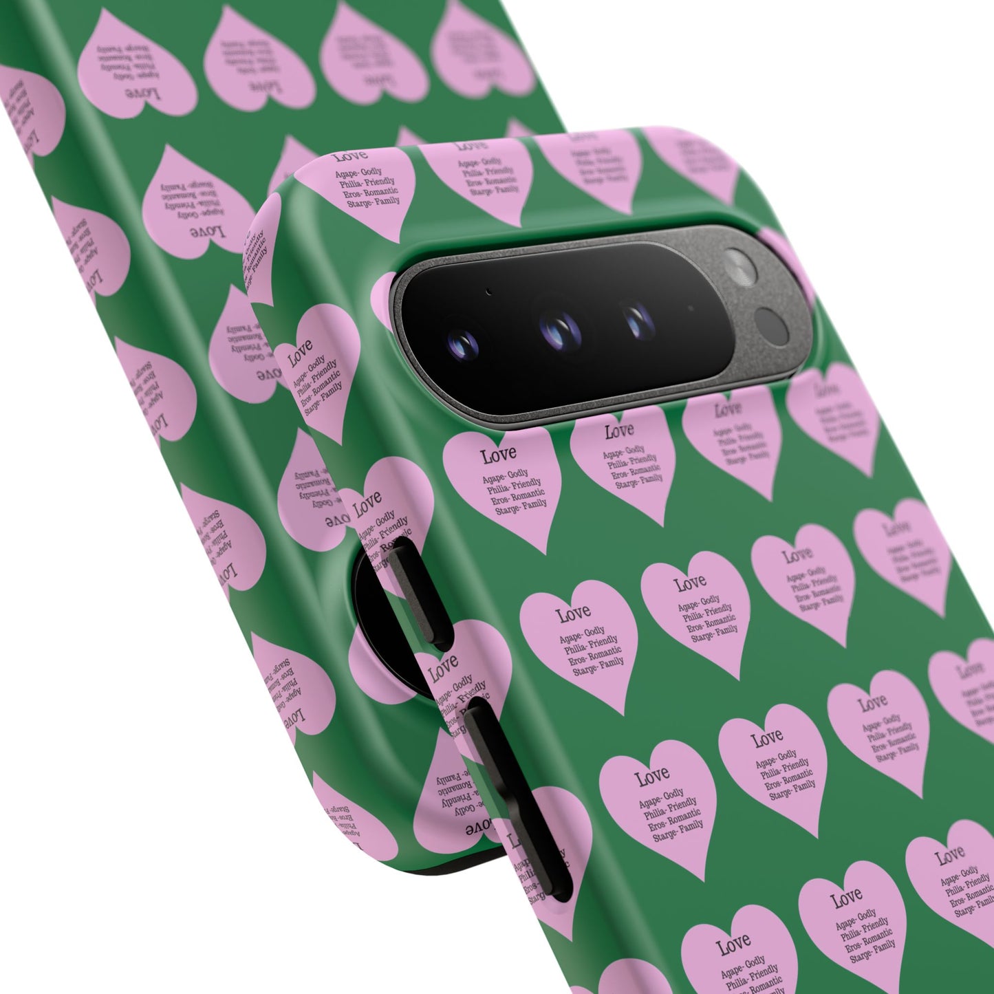 Hearts-A-Flutter Phone Case (iPhone, Google Pixel)(Dark green)