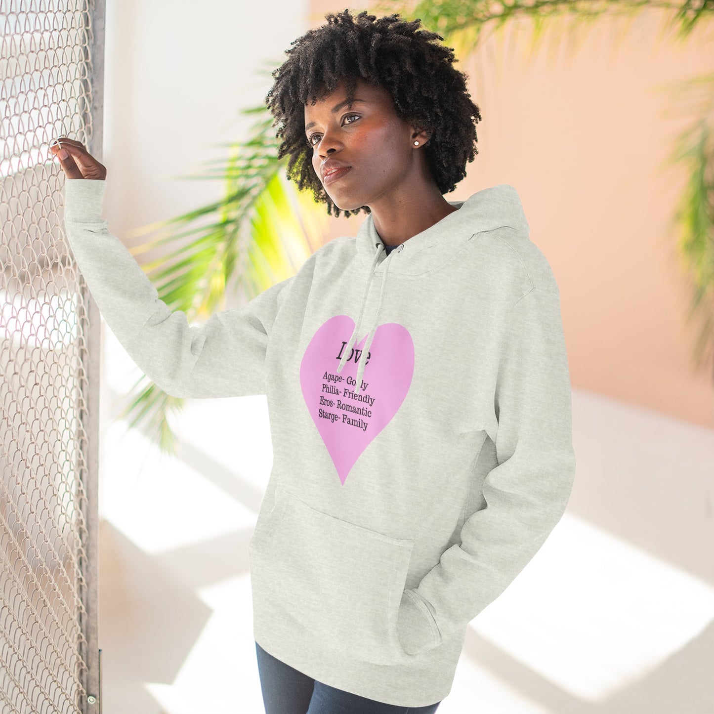 Cozy Heartfelt Love Fleece Hoodie | Soft Three-Panel Everyday Comfort