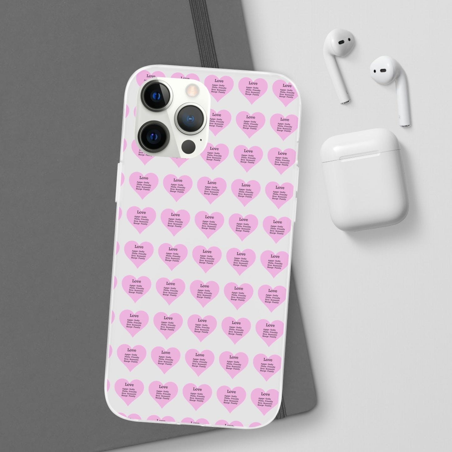 Pink Hearts Transparent Phone Case