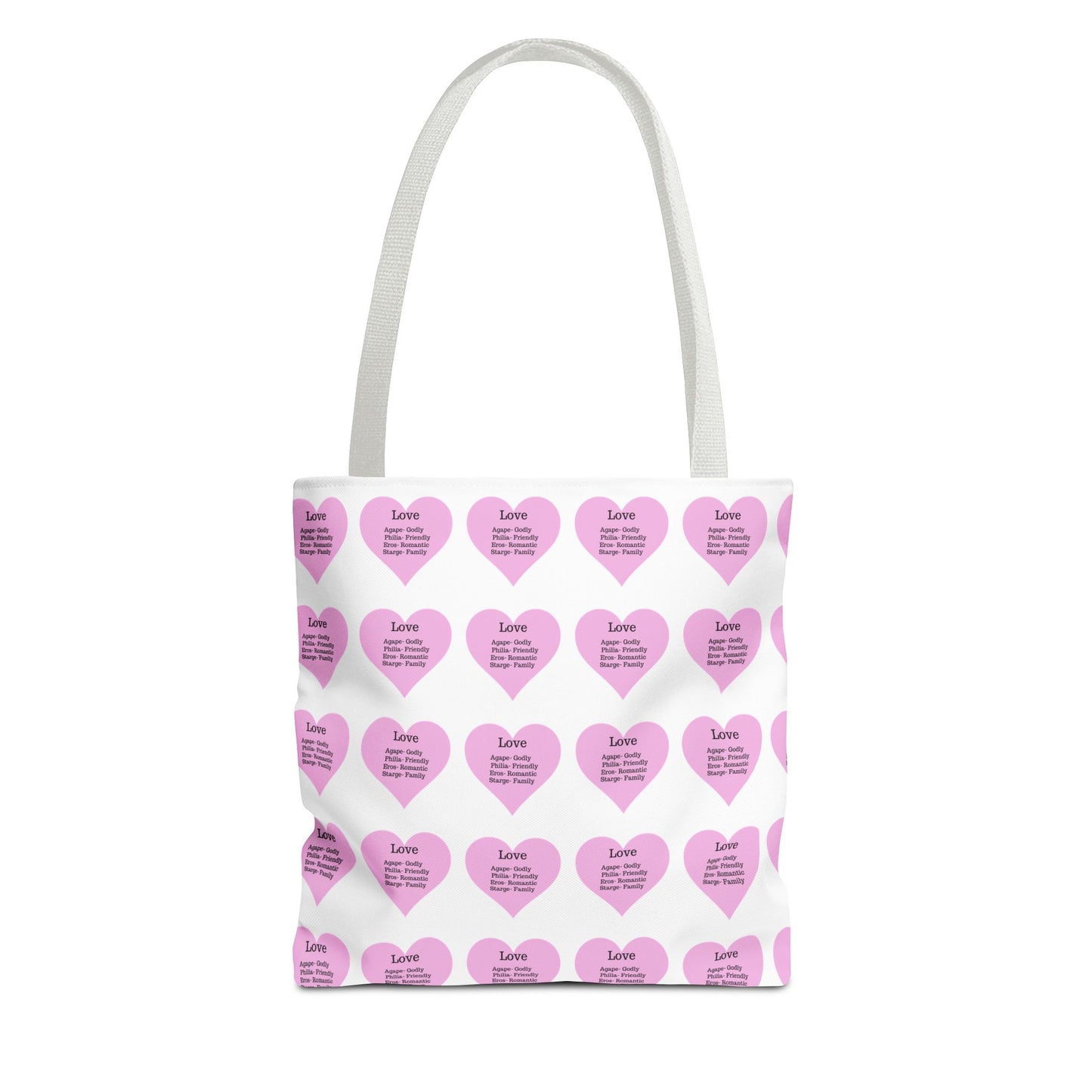 Pink Hearts Tote Bag (White)