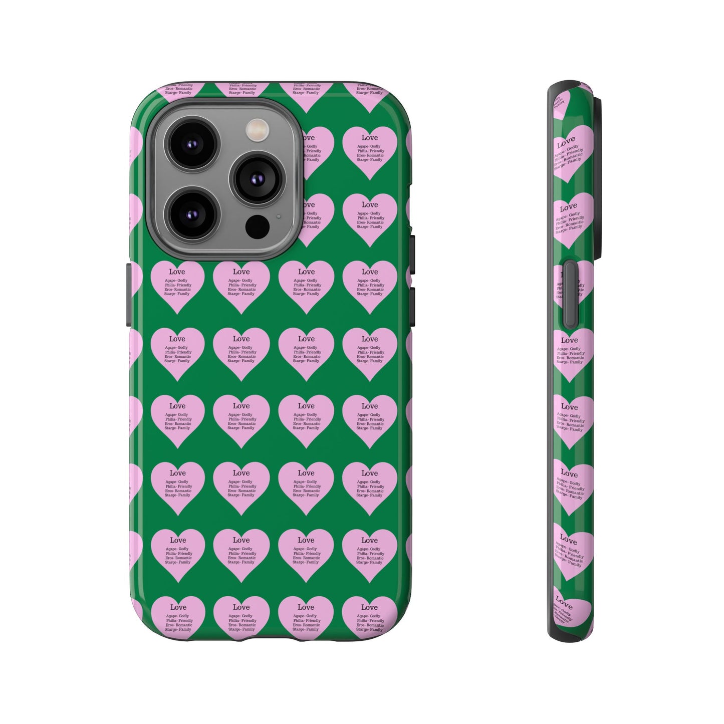 Hearts-A-Flutter Phone Case (iPhone, Google Pixel)(Dark green)
