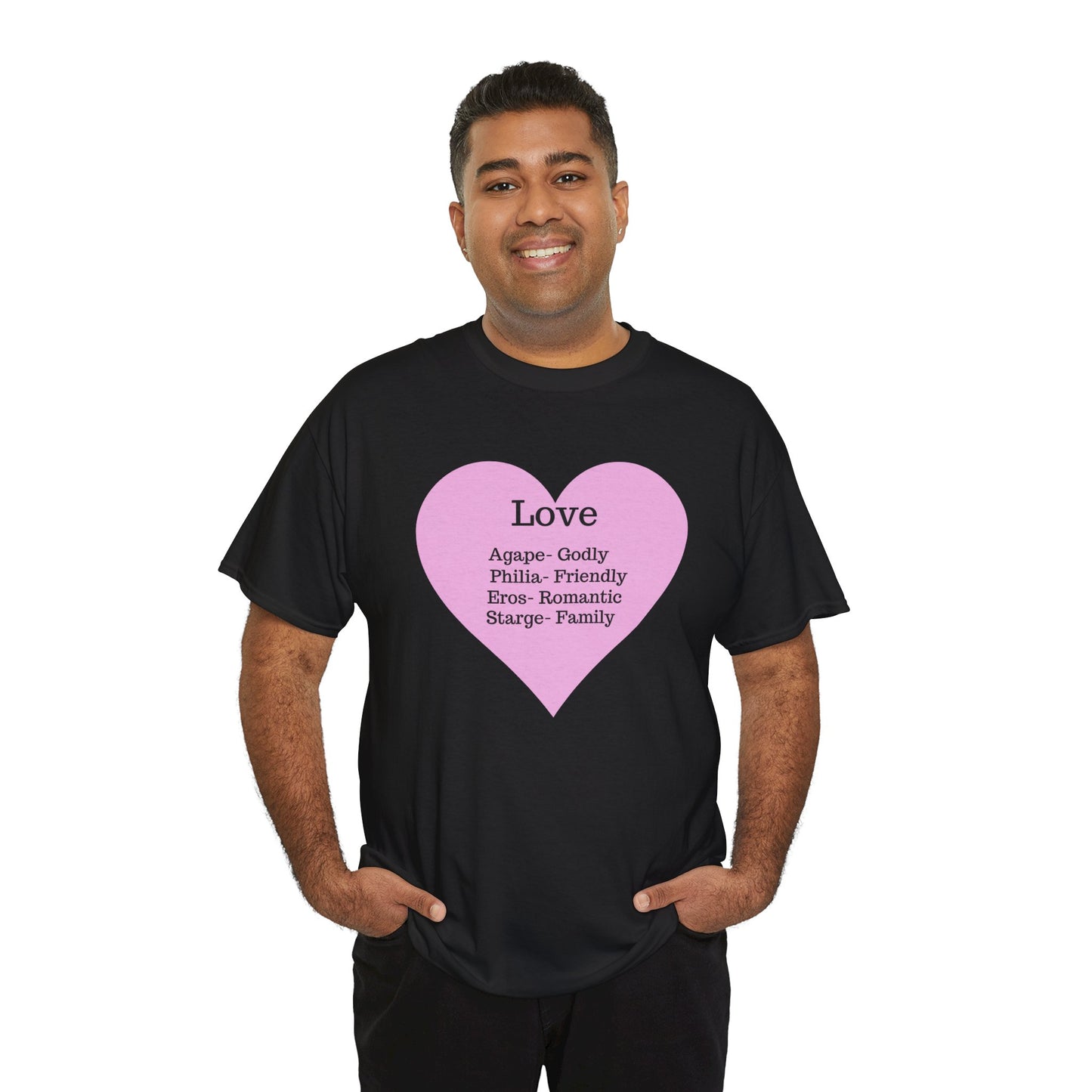 Unisex Love Heart Heavy Cotton T-Shirt - Comfortable Classic Fit Apparel