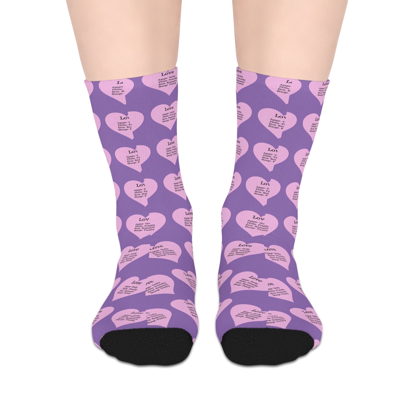 The Love Hearts Mid-Length Socks (Light purple)