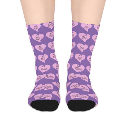The Love Hearts Mid-Length Socks (Light purple)