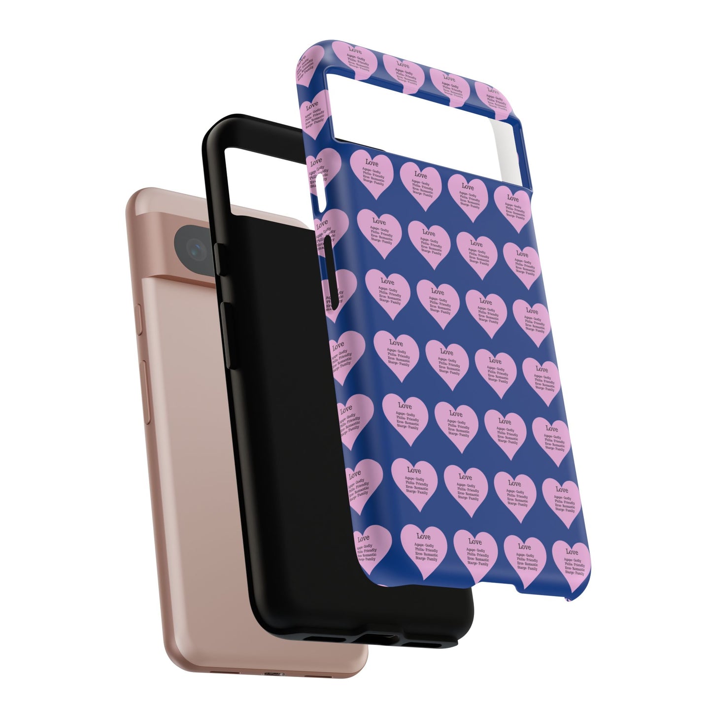 Hearts-A-Flutter Phone Case (iPhone, Google Pixel)(Dark blue)