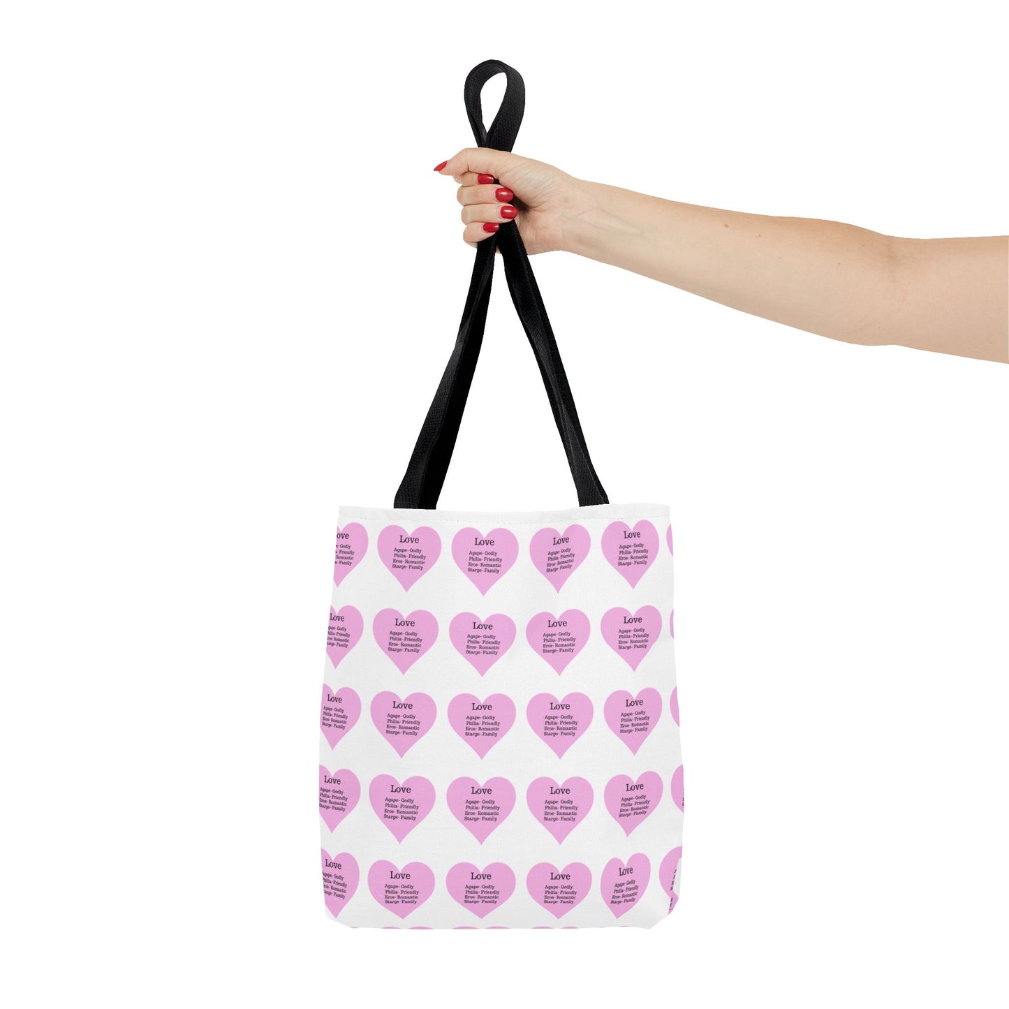 Pink Hearts Tote Bag (White)