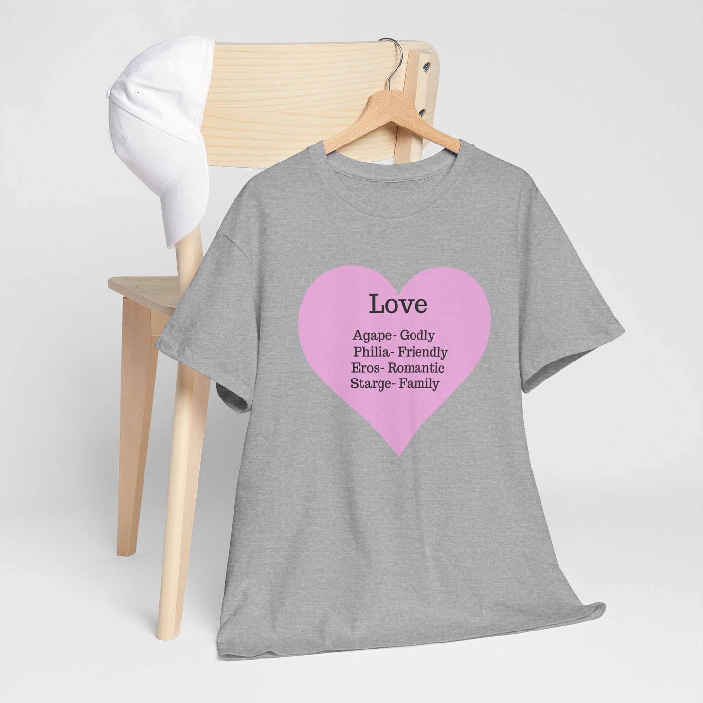 Unisex Love Heart Heavy Cotton T-Shirt - Comfortable Classic Fit Apparel