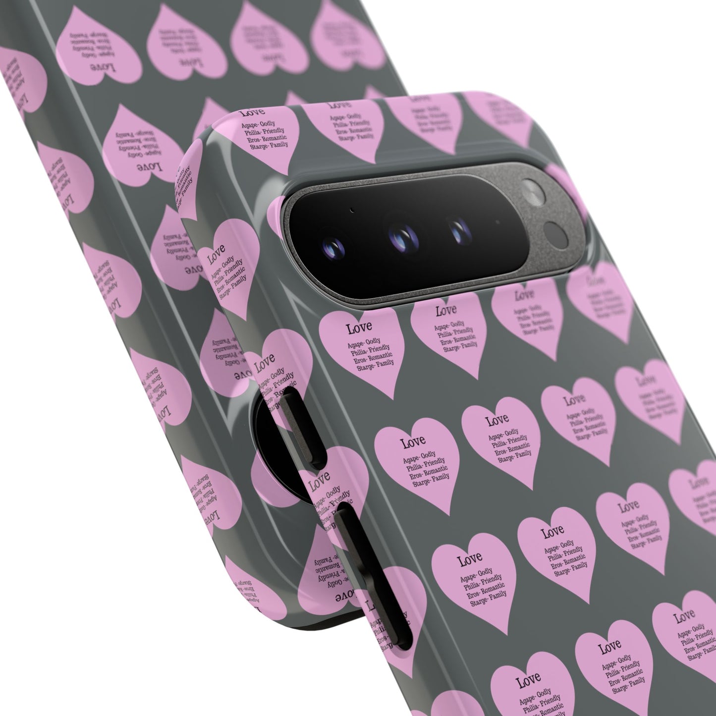 Hearts-A-Flutter Phone Case (iPhone, Google Pixel)(Dark grey)