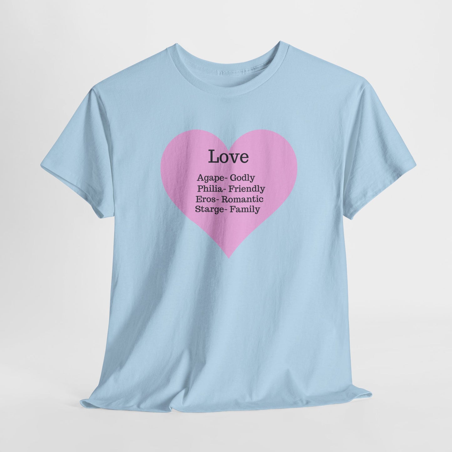 Unisex Love Heart Heavy Cotton T-Shirt - Comfortable Classic Fit Apparel