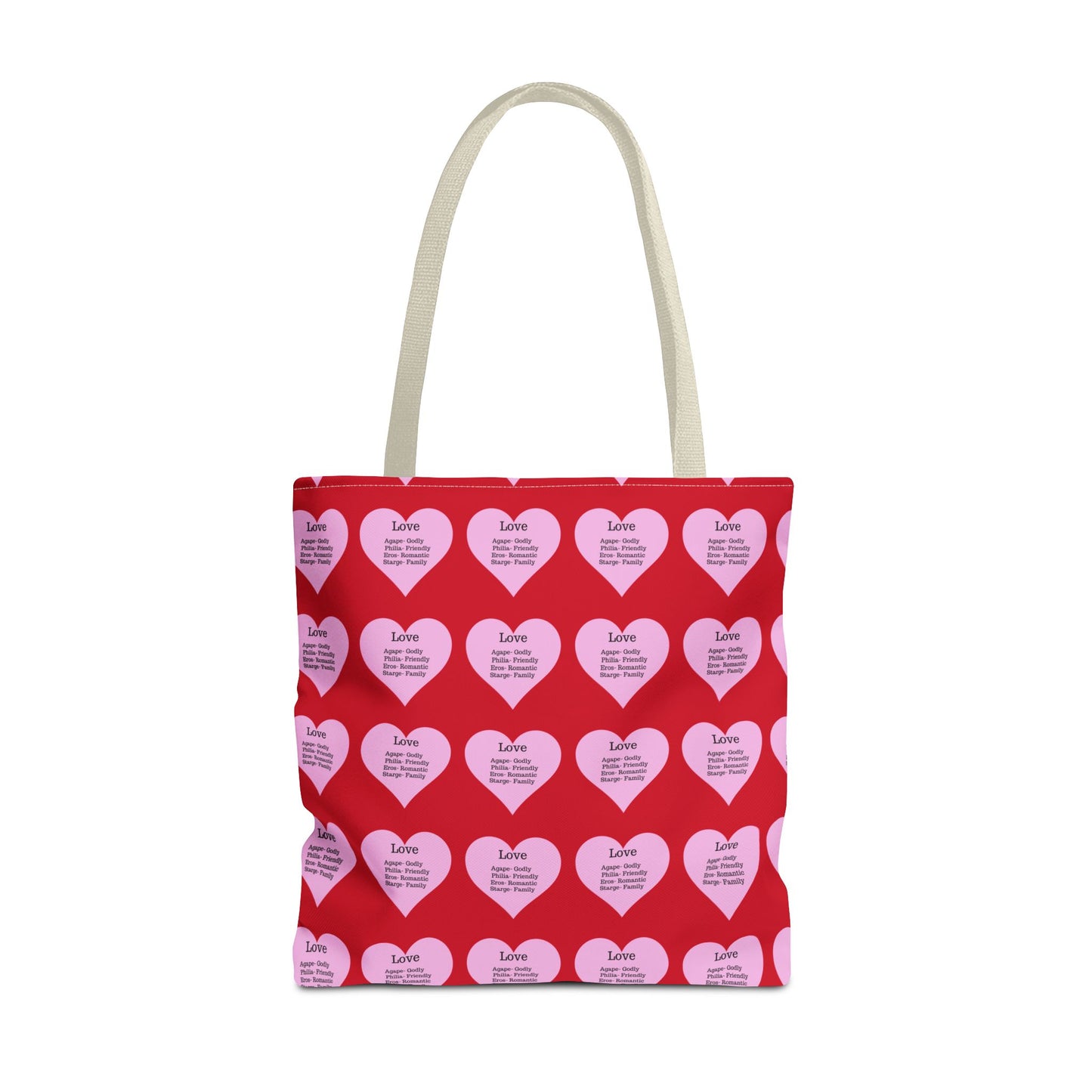 Pink Hearts Tote Bag (Dark red)