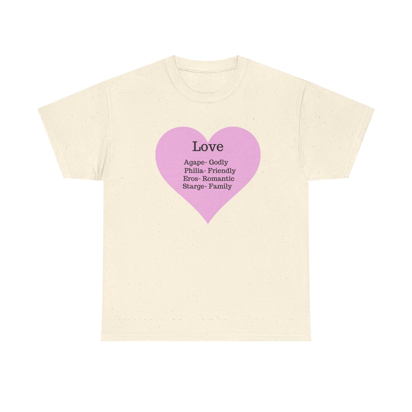 Unisex Love Heart Heavy Cotton T-Shirt - Comfortable Classic Fit Apparel