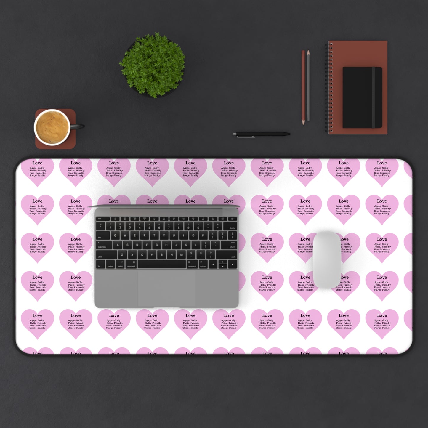 Love Hearts Desk Mat (White)