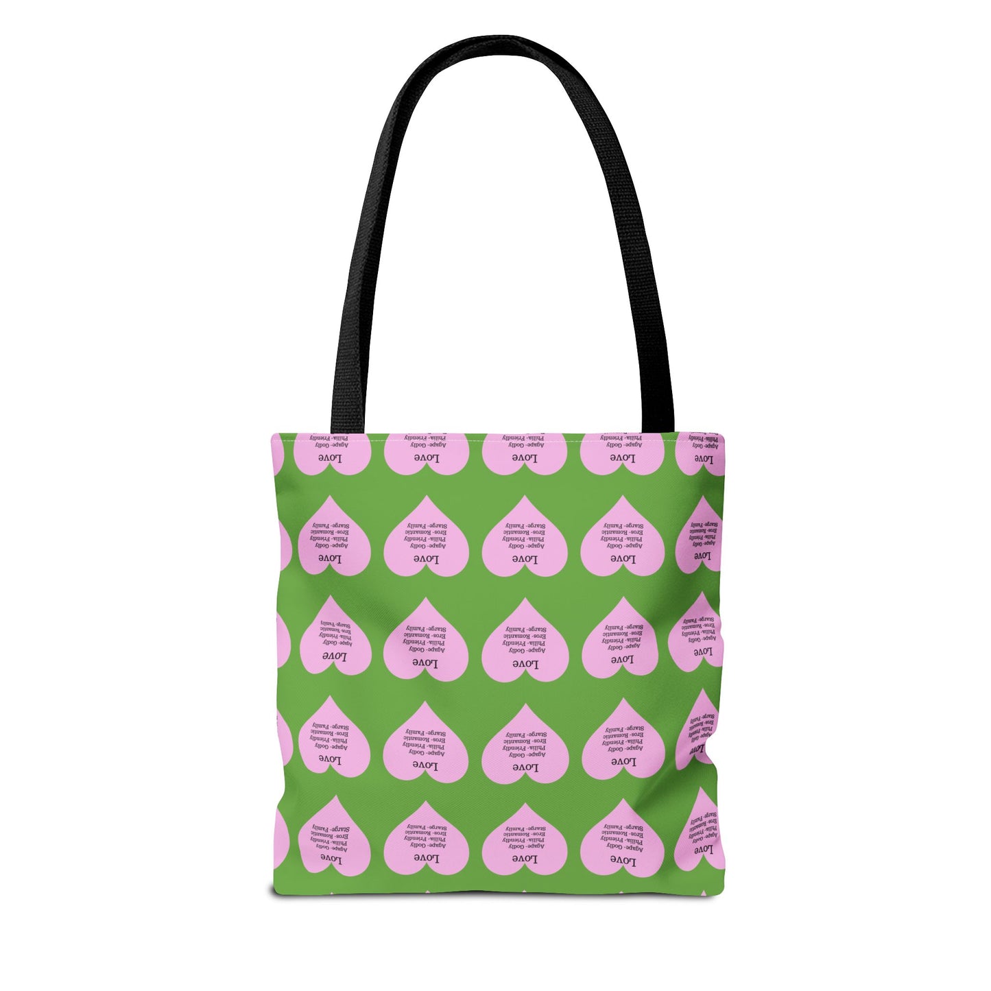 Pink Hearts Tote Bag (Green)