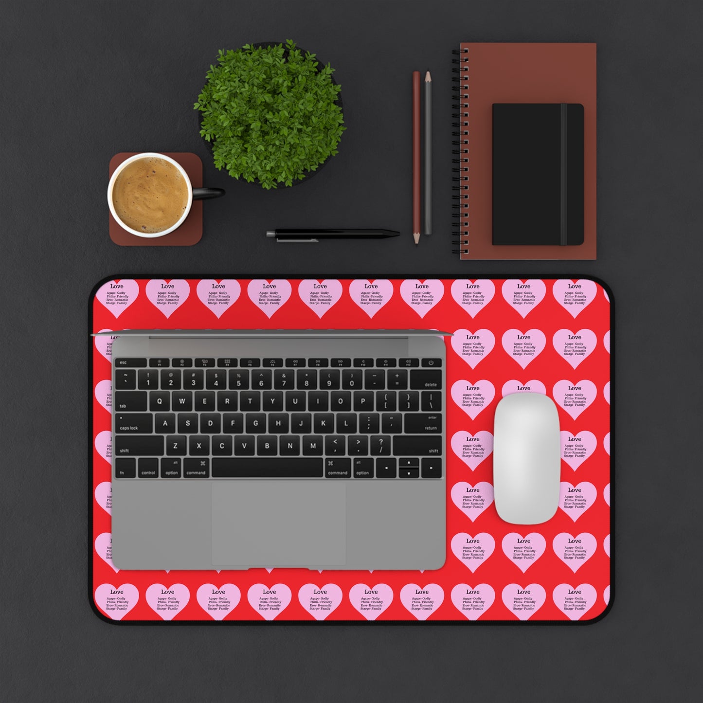 Love Hearts Desk Mat (Red)