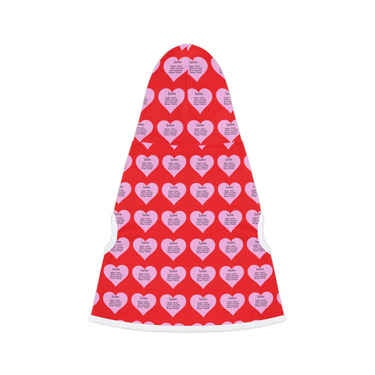 Charming Heart Pet Hoodie Pattern (Red)