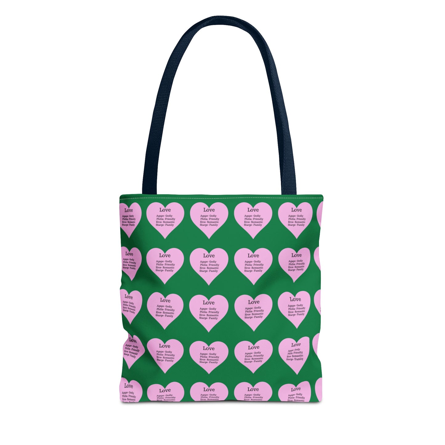 Pink Hearts Tote Bag (Dark green)