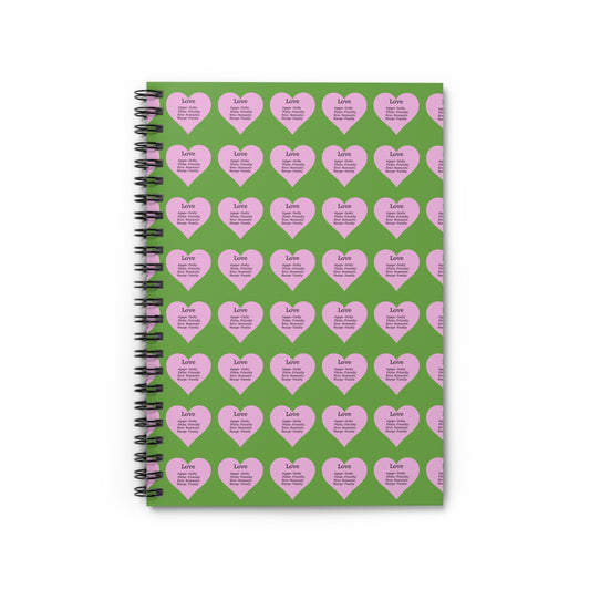 Charming Heart Spiral Notebook Pattern - Ruled Pages (Green)