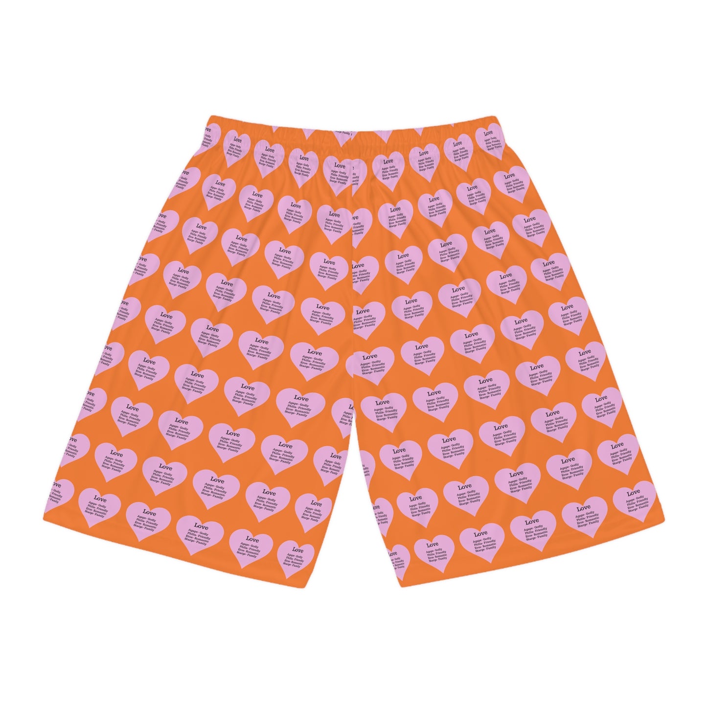Love Heart All-Over-Print Basketball Shorts (Crusta)