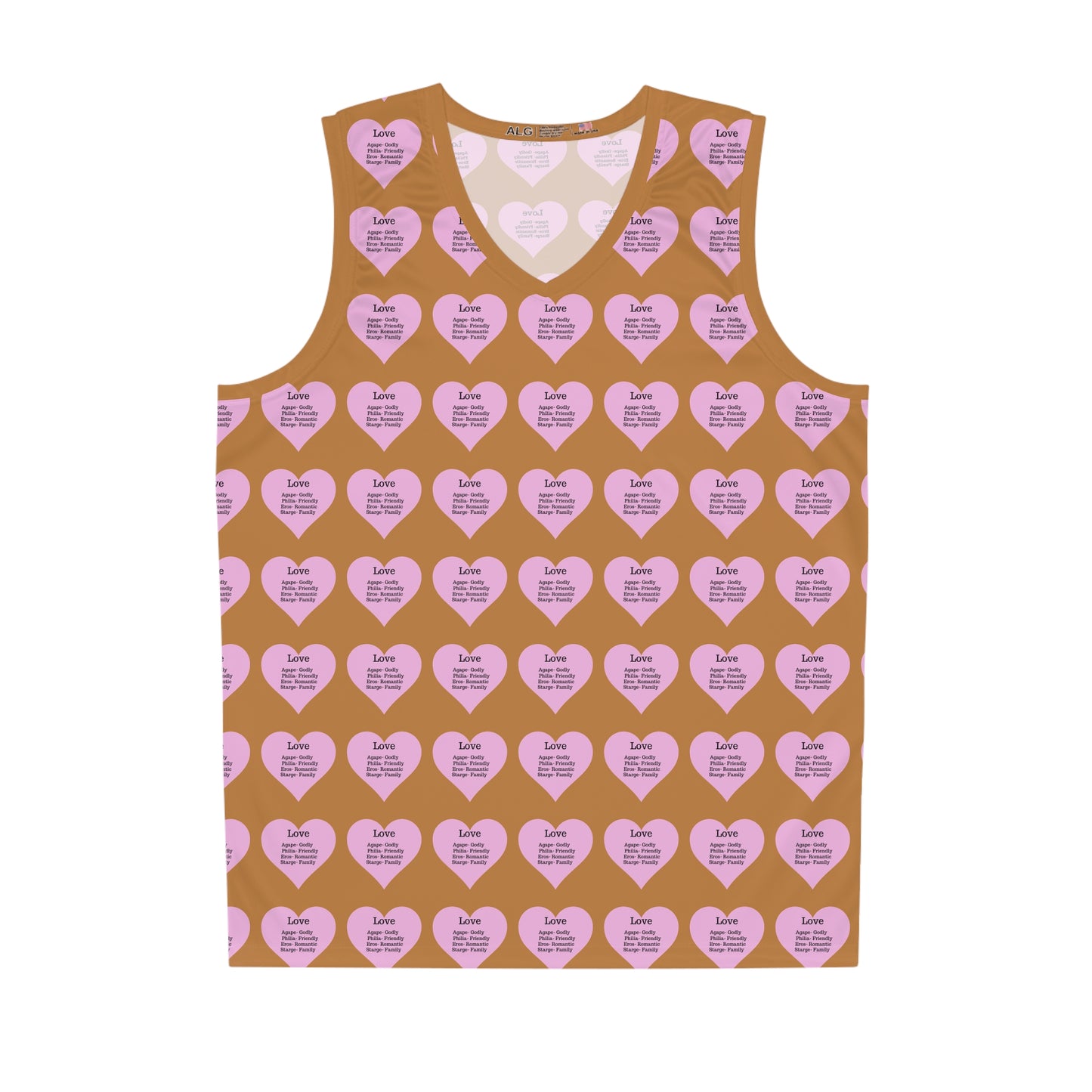 Love Heart All-Over-Print Basketball Jersey (Light Brown)