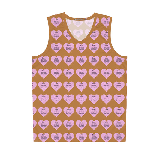 Love Heart All-Over-Print Basketball Jersey (Light Brown)