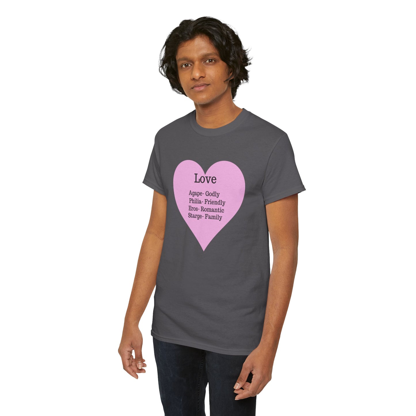 Unisex Love Heart Heavy Cotton T-Shirt - Comfortable Classic Fit Apparel