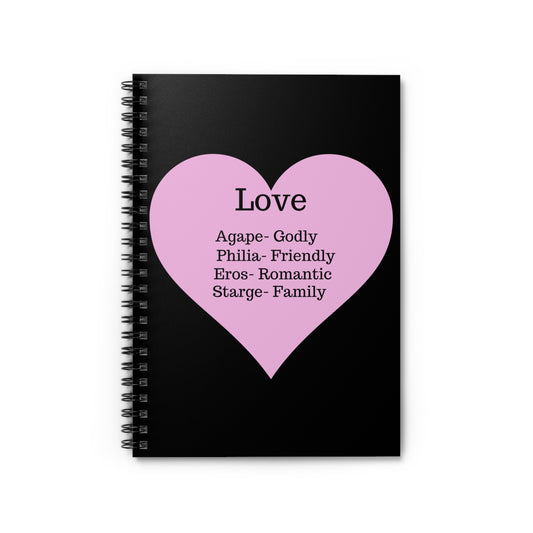 Charming Heart Spiral Notebook - Ruled Pages (Black)