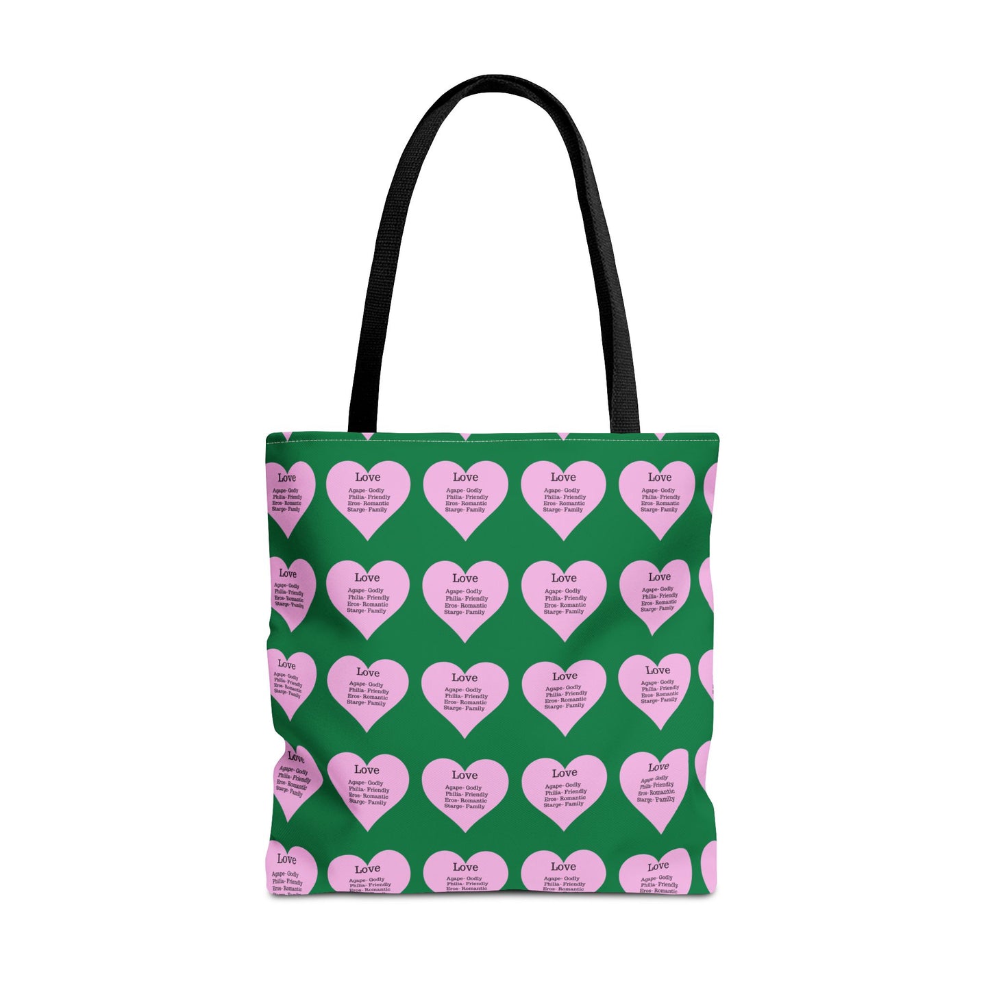 Pink Hearts Tote Bag (Dark green)