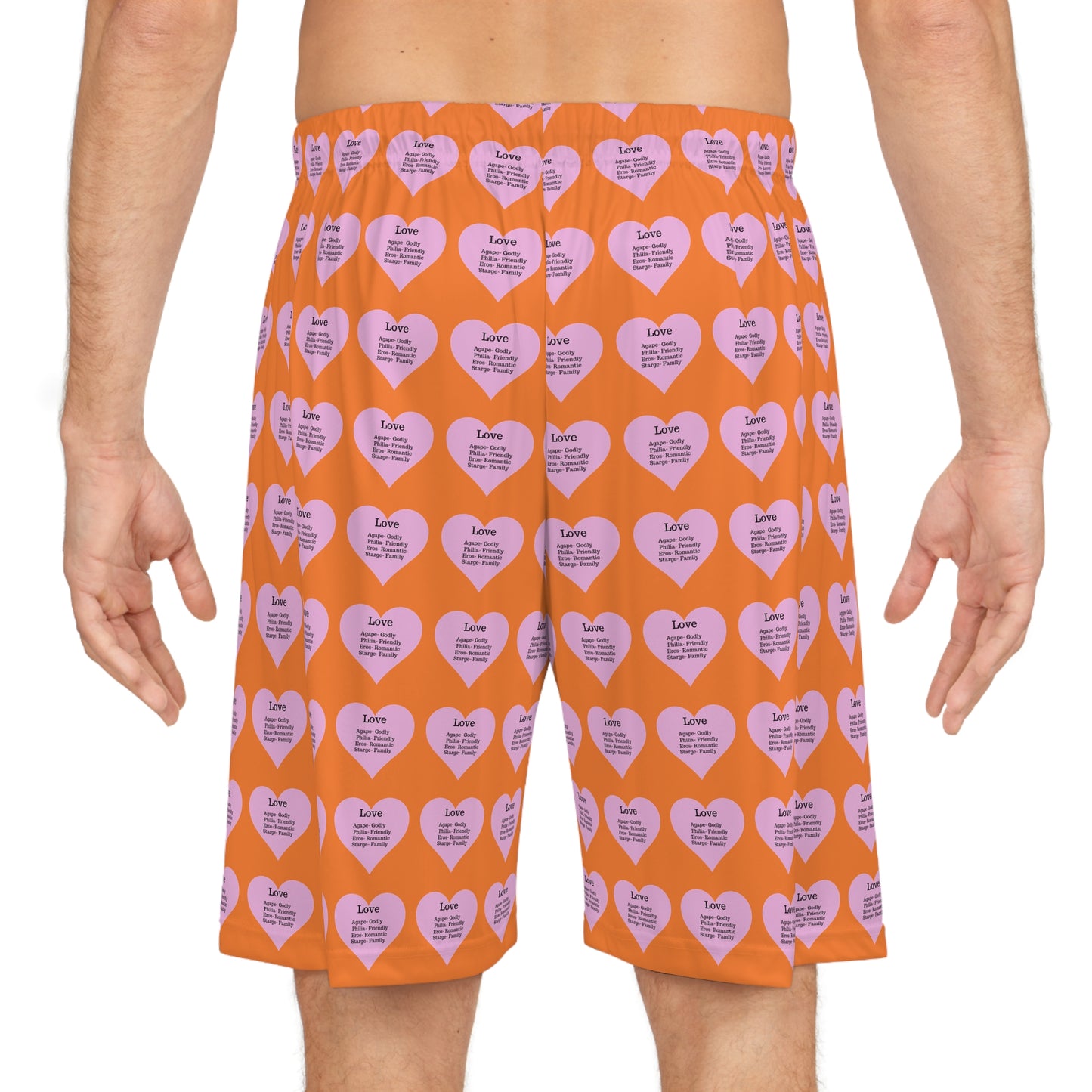 Love Heart All-Over-Print Basketball Shorts (Crusta)
