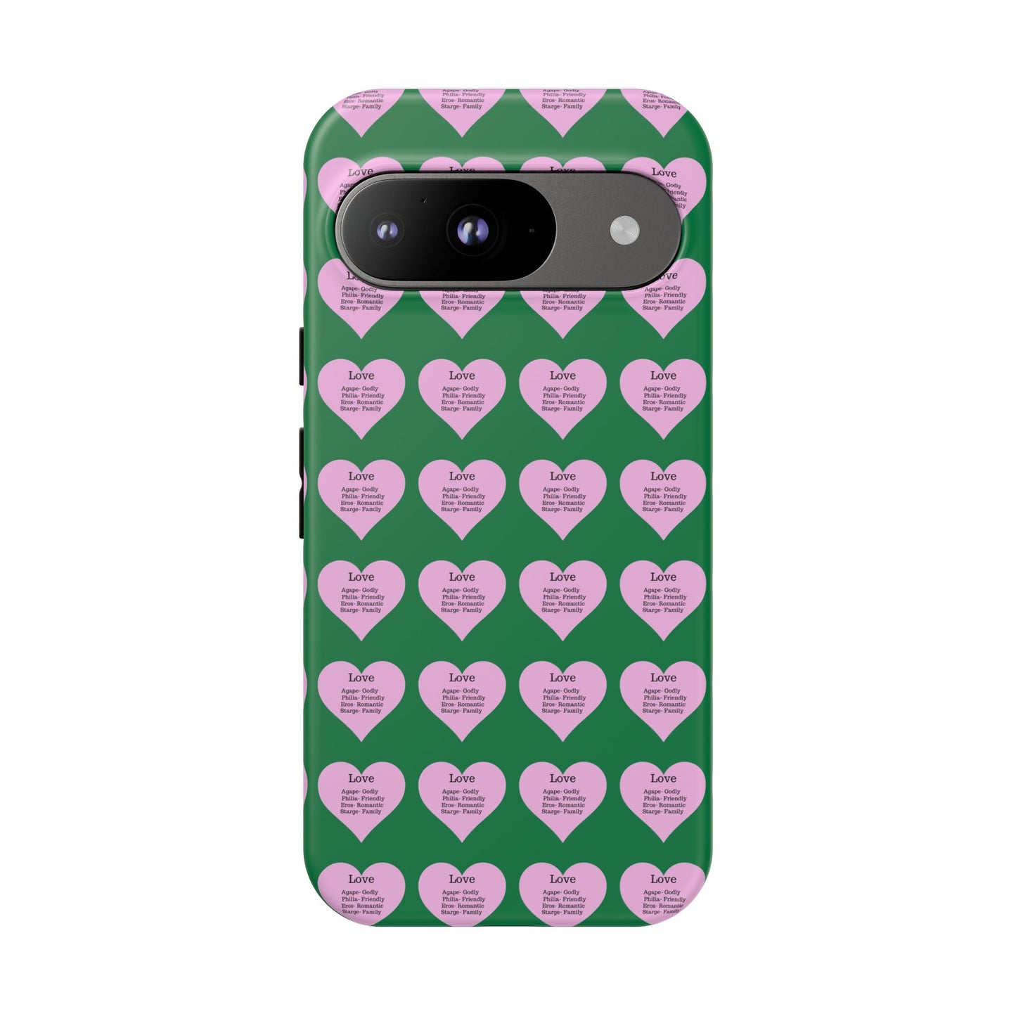 Hearts-A-Flutter Phone Case (iPhone, Google Pixel)(Dark green)
