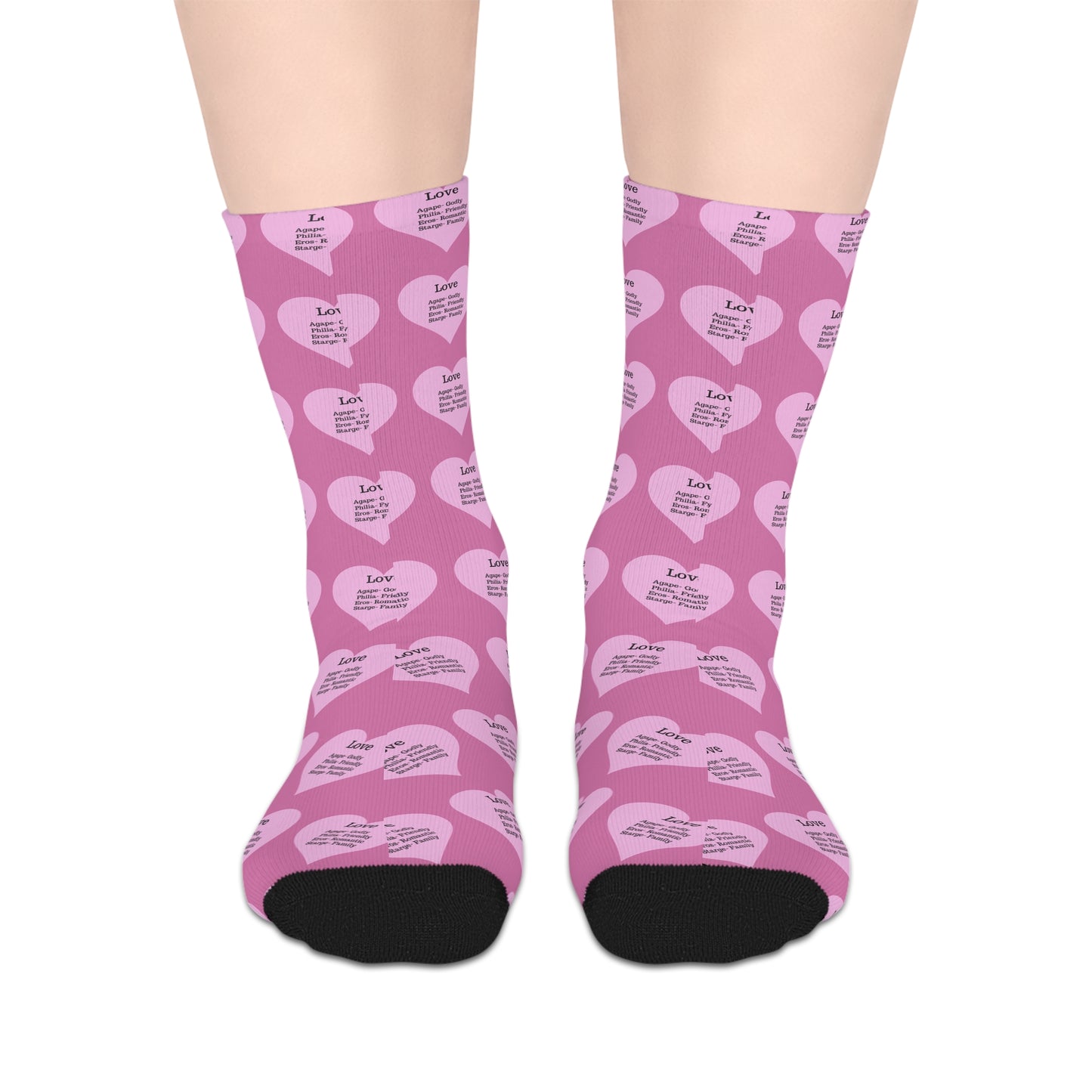 The Love Hearts Mid-Length Socks (Light pink)