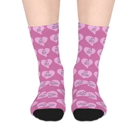 The Love Hearts Mid-Length Socks (Light pink)