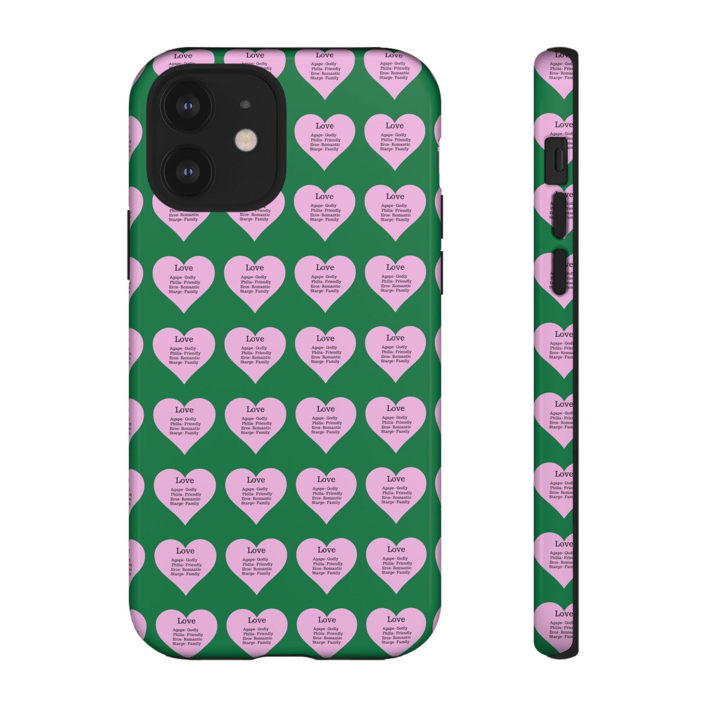 Hearts-A-Flutter Phone Case (iPhone, Google Pixel)(Dark green)