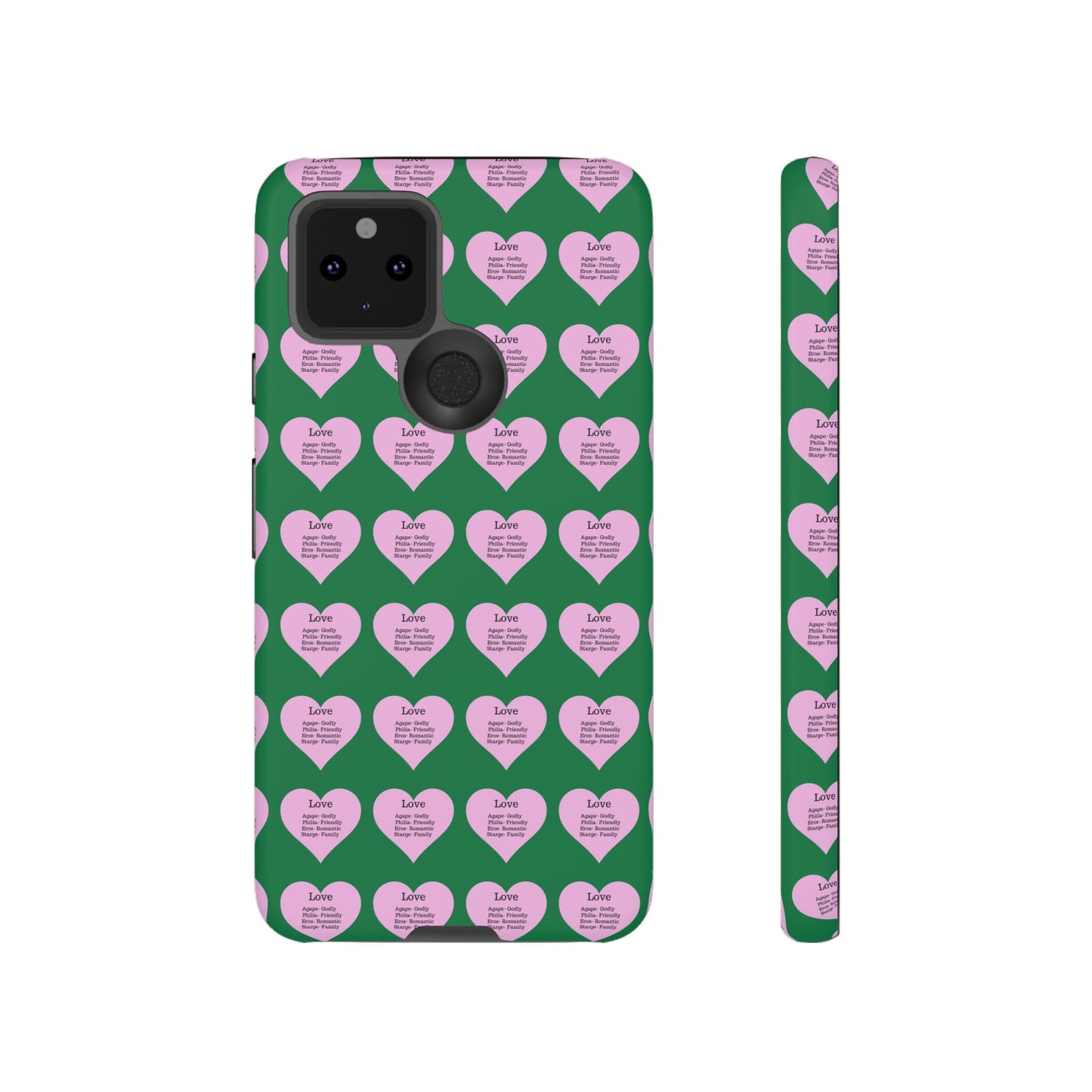Hearts-A-Flutter Phone Case (iPhone, Google Pixel)(Dark green)