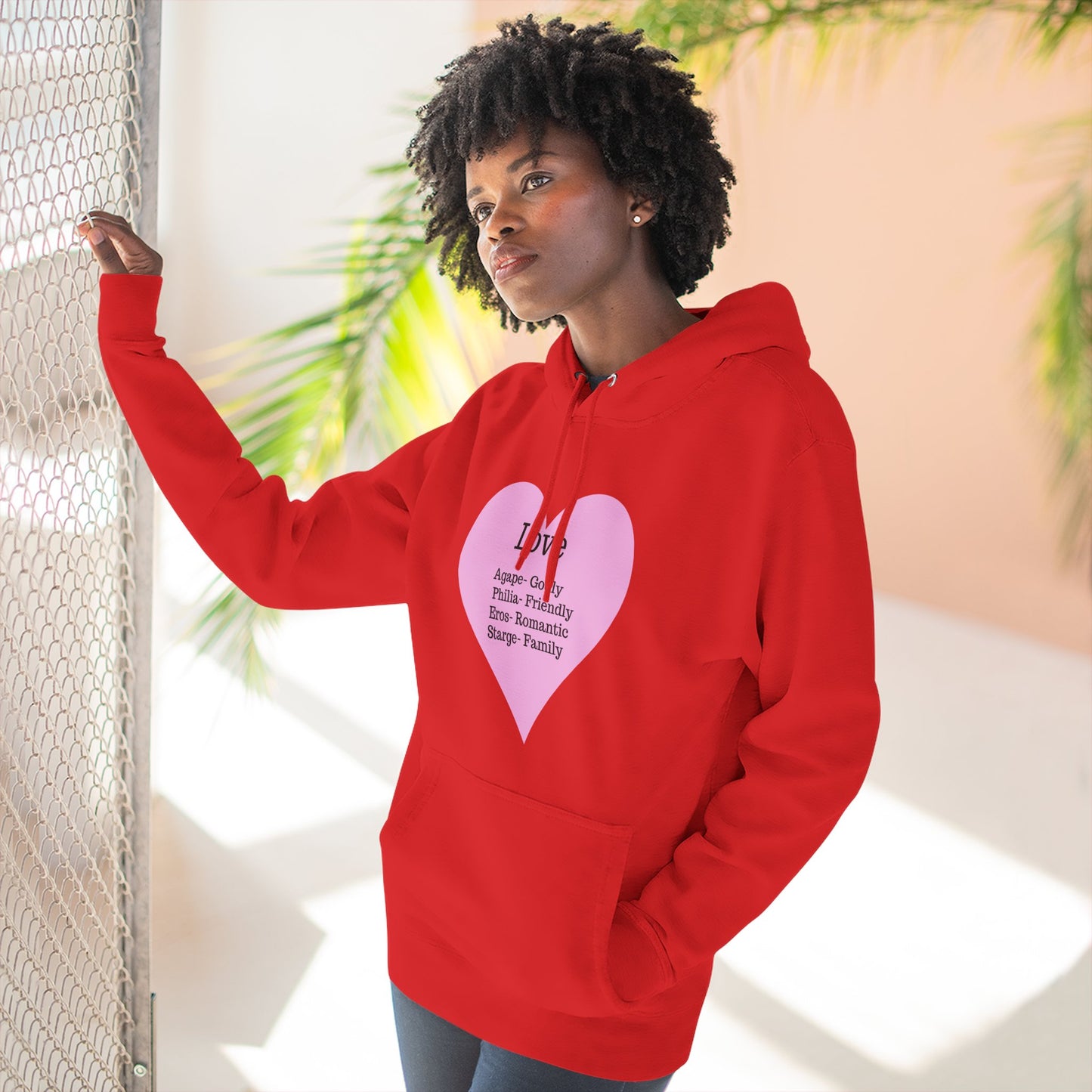 Cozy Heartfelt Love Fleece Hoodie | Soft Three-Panel Everyday Comfort
