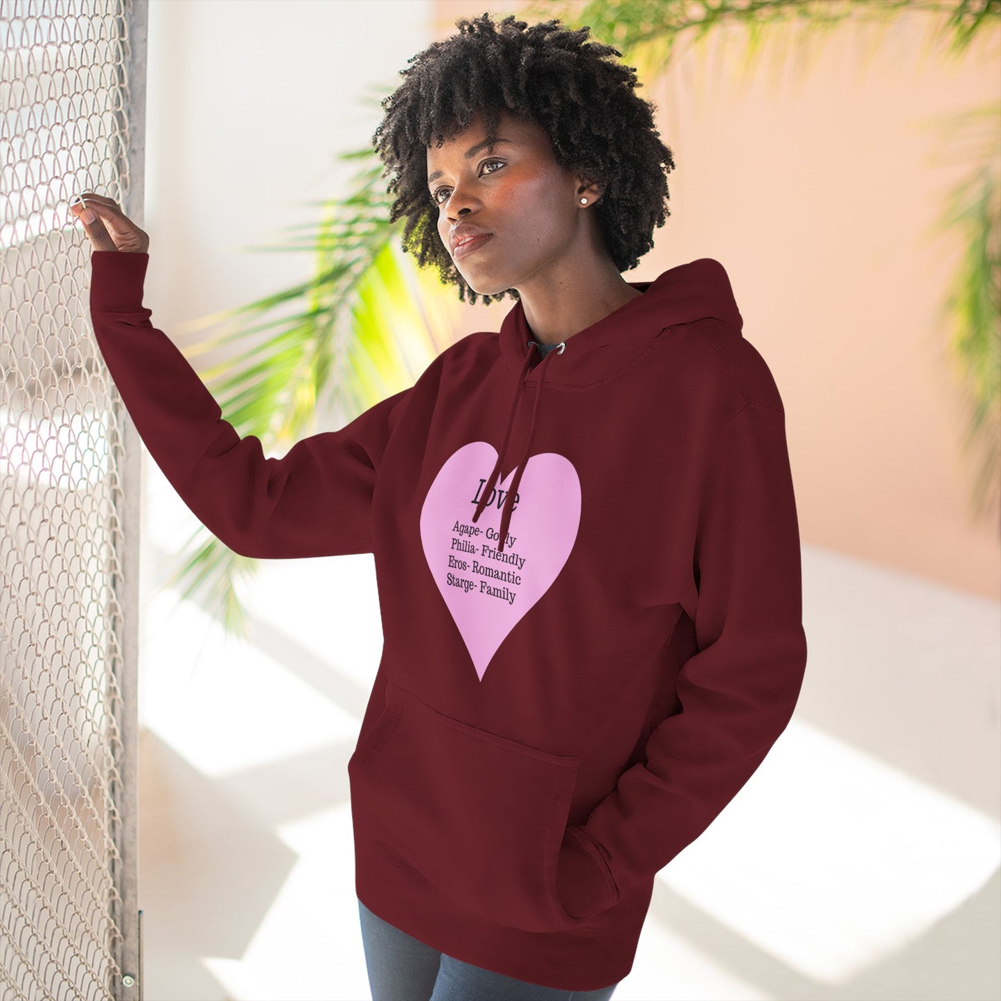 Cozy Heartfelt Love Fleece Hoodie | Soft Three-Panel Everyday Comfort