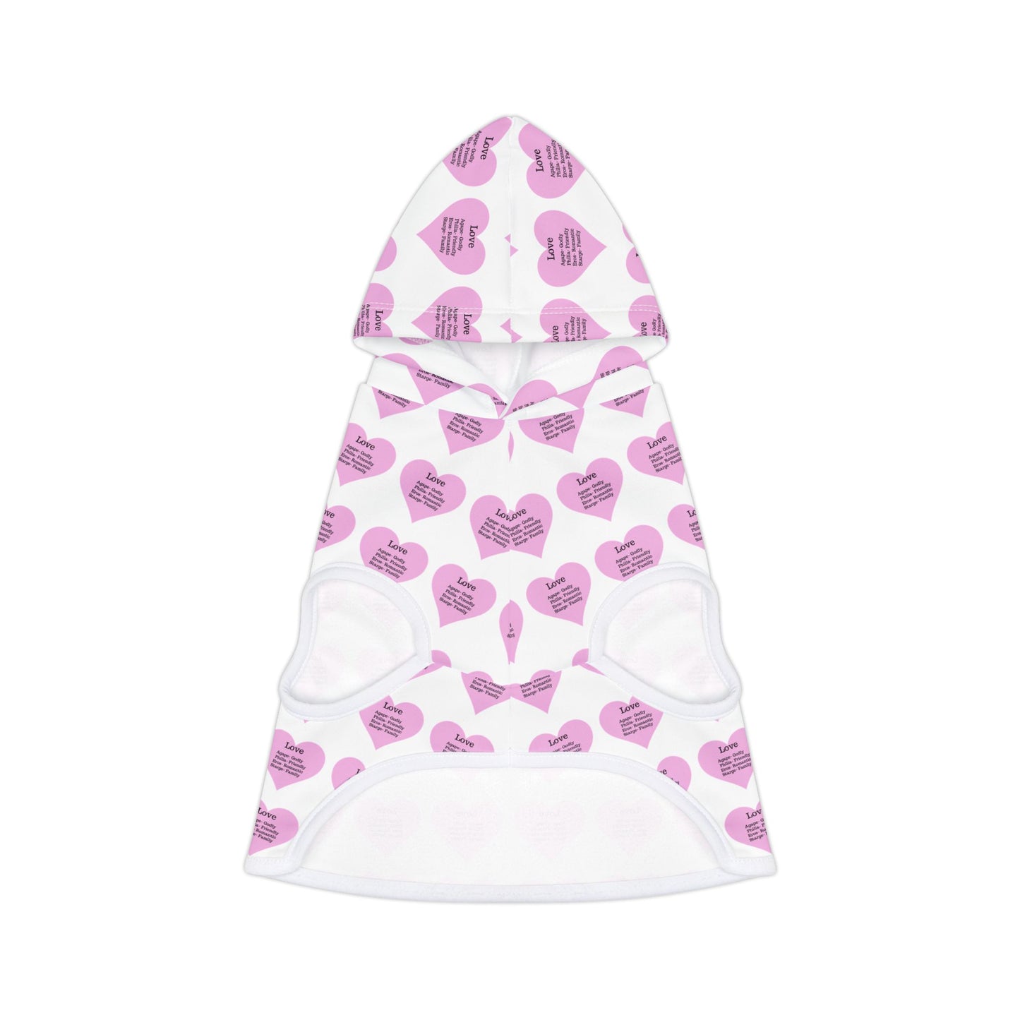 Charming Heart Pet Hoodie Pattern (White)