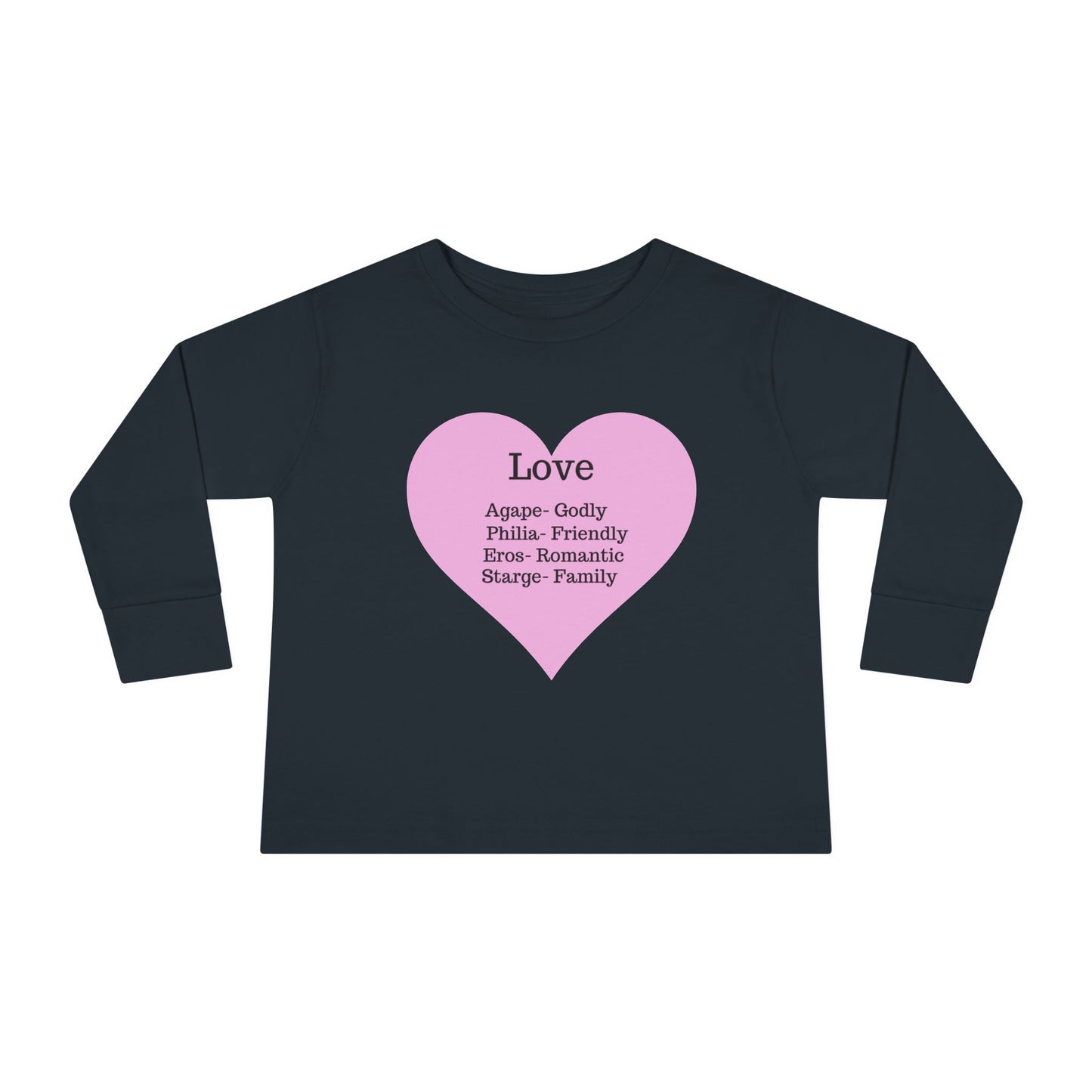 Types of Love Heart Toddler Long Sleeve Tee