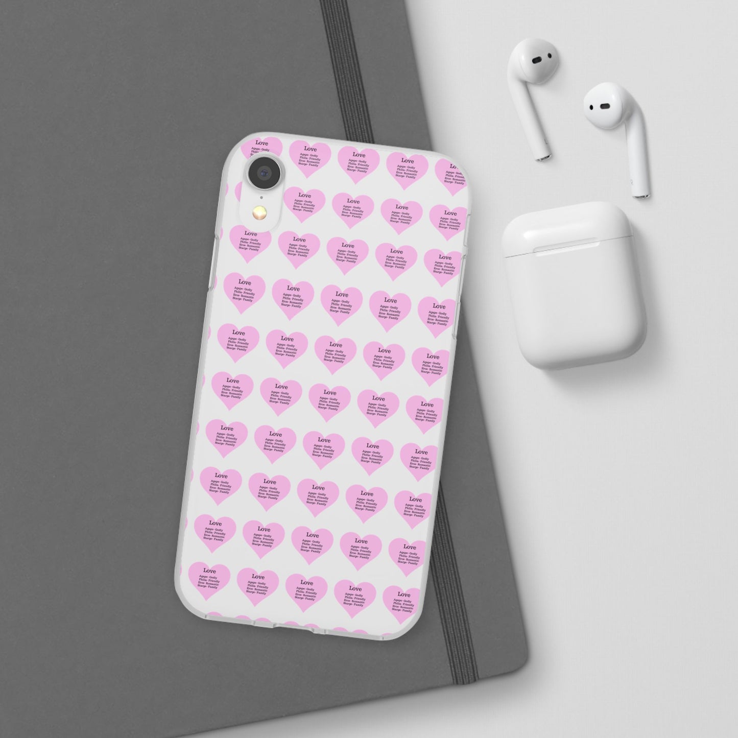 Pink Hearts Transparent Phone Case