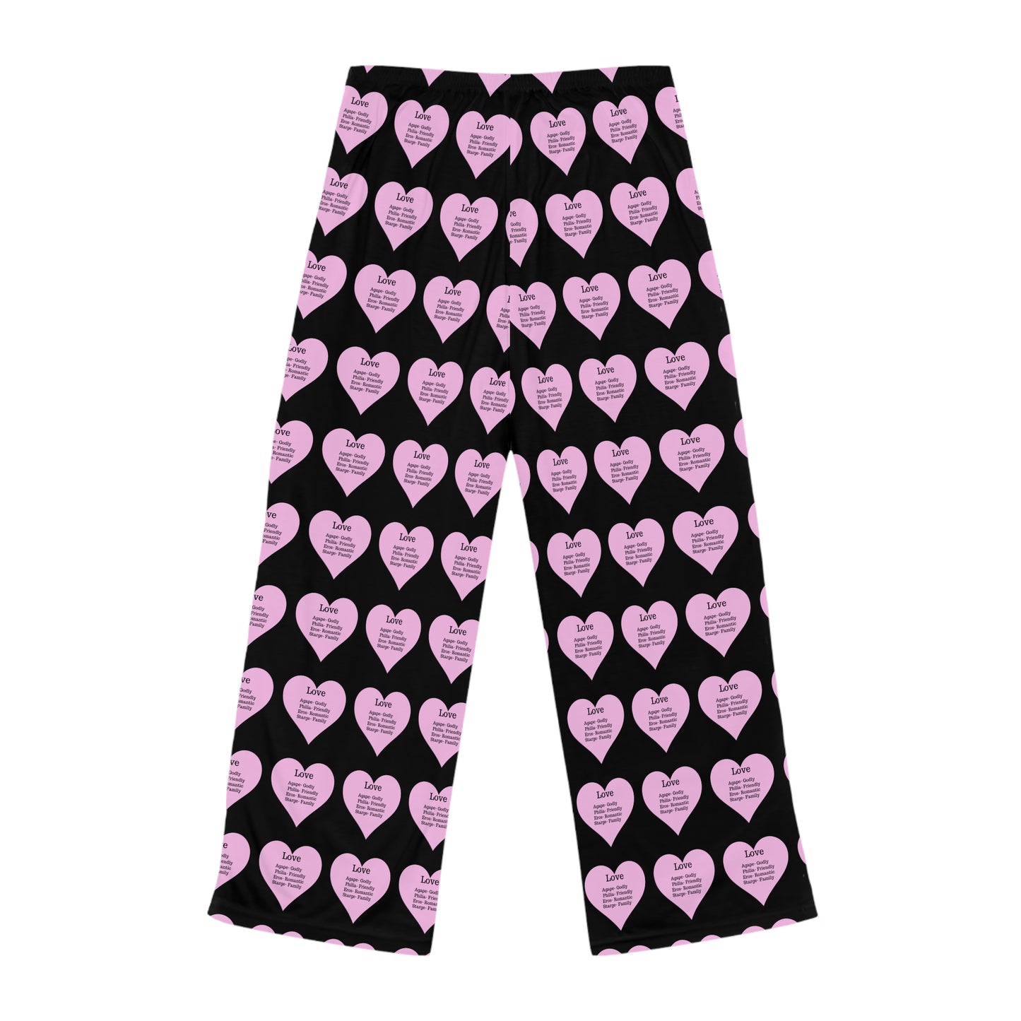 Cozy Heart Print Women's Pajama Pants (Black)