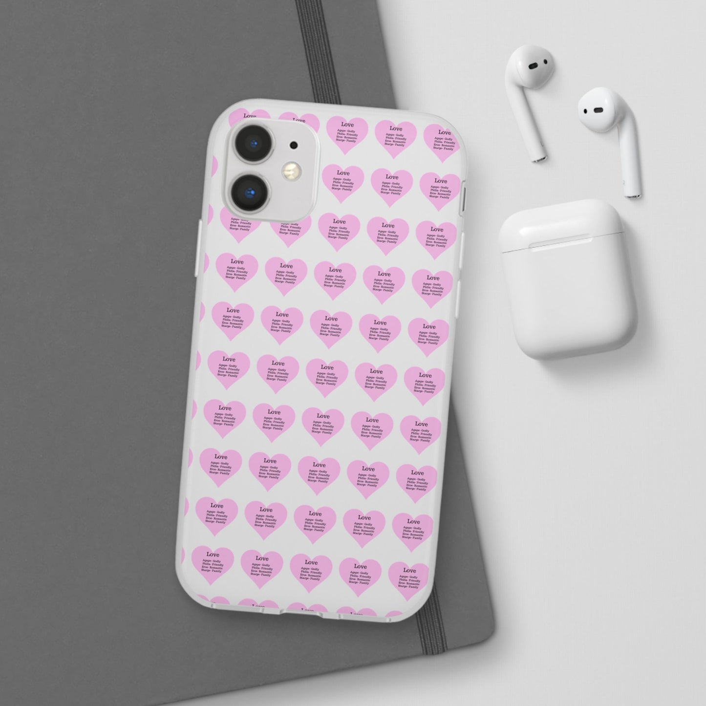Pink Hearts Transparent Phone Case