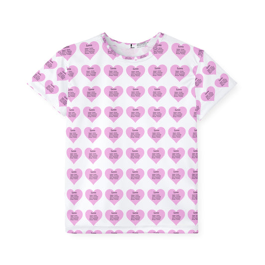 Love Hearts All-Over Print Kids Performance Jersey (White)
