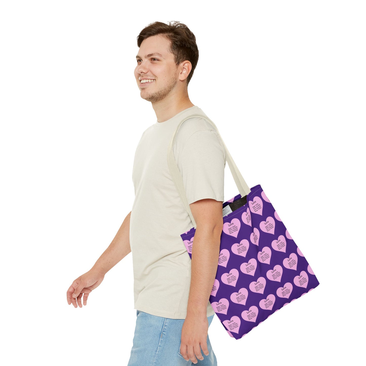 Pink Hearts Tote Bag (Purple)