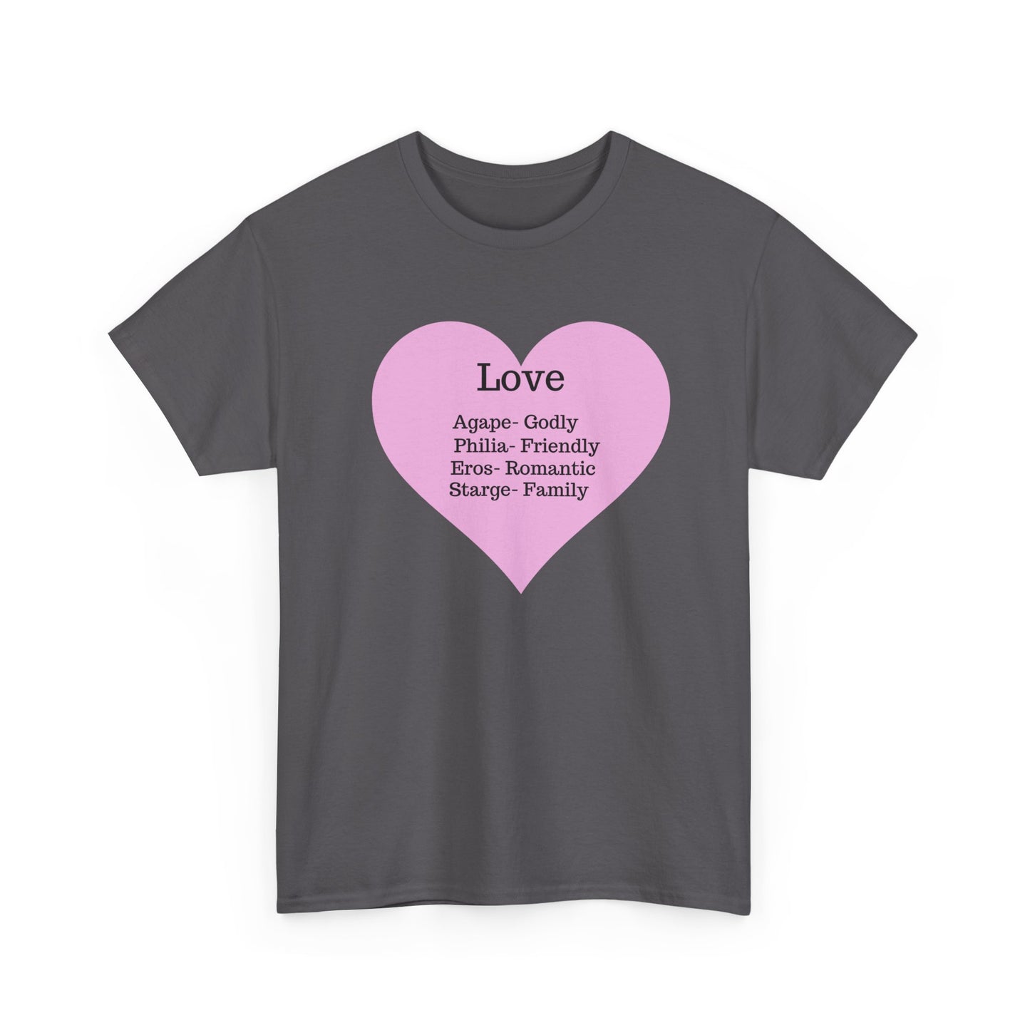 Unisex Love Heart Heavy Cotton T-Shirt - Comfortable Classic Fit Apparel