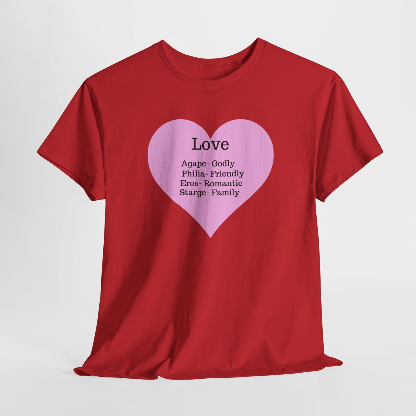 Unisex Love Heart Heavy Cotton T-Shirt - Comfortable Classic Fit Apparel