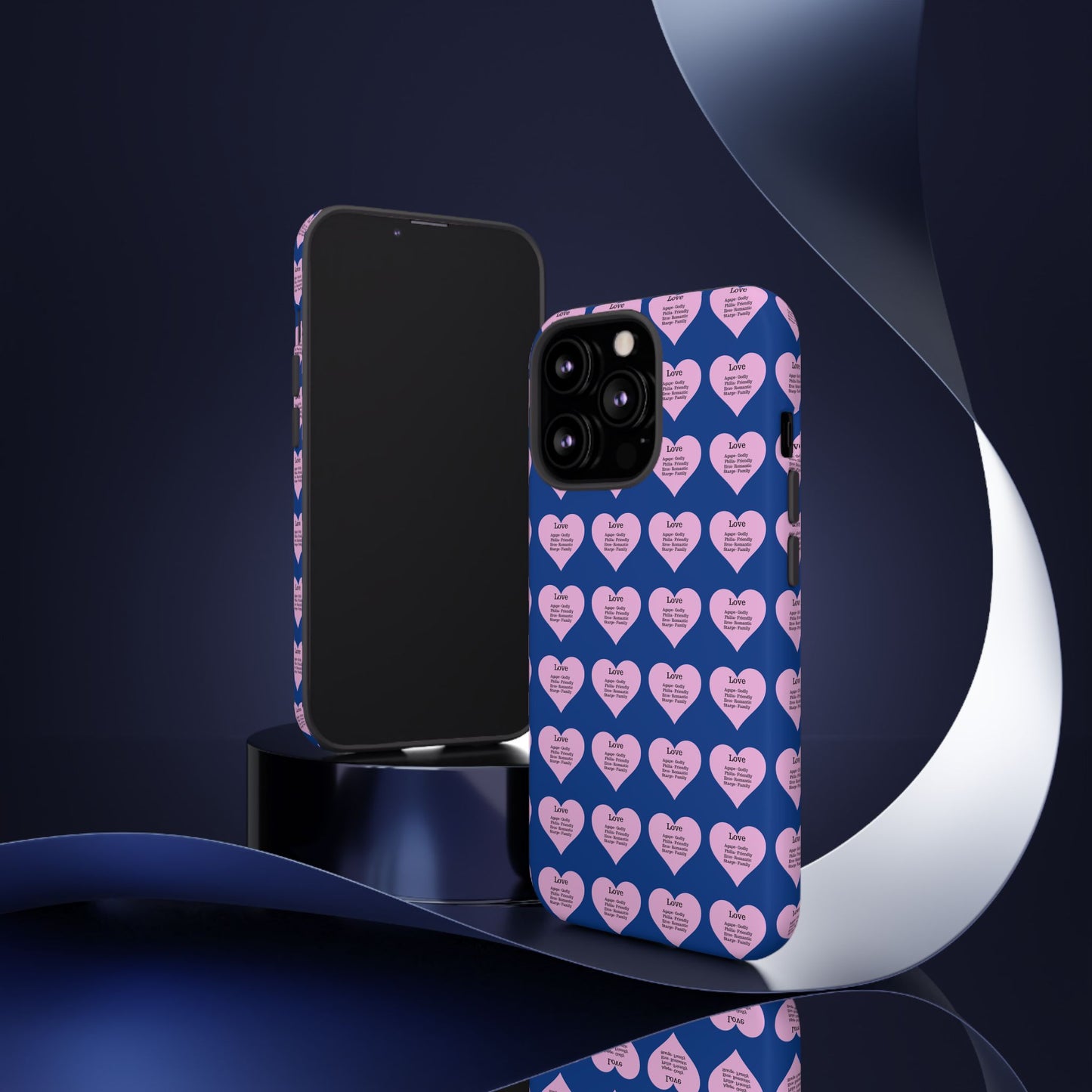 Hearts-A-Flutter Phone Case (iPhone, Google Pixel)(Dark blue)