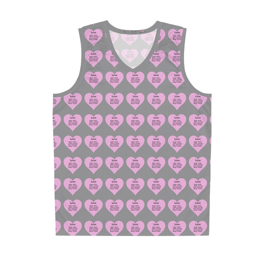 Love Heart All-Over-Print Basketball Jersey (Grey)