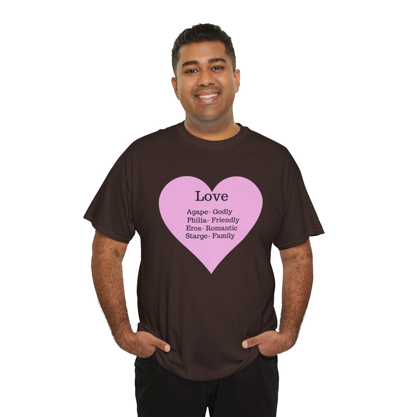 Unisex Love Heart Heavy Cotton T-Shirt - Comfortable Classic Fit Apparel