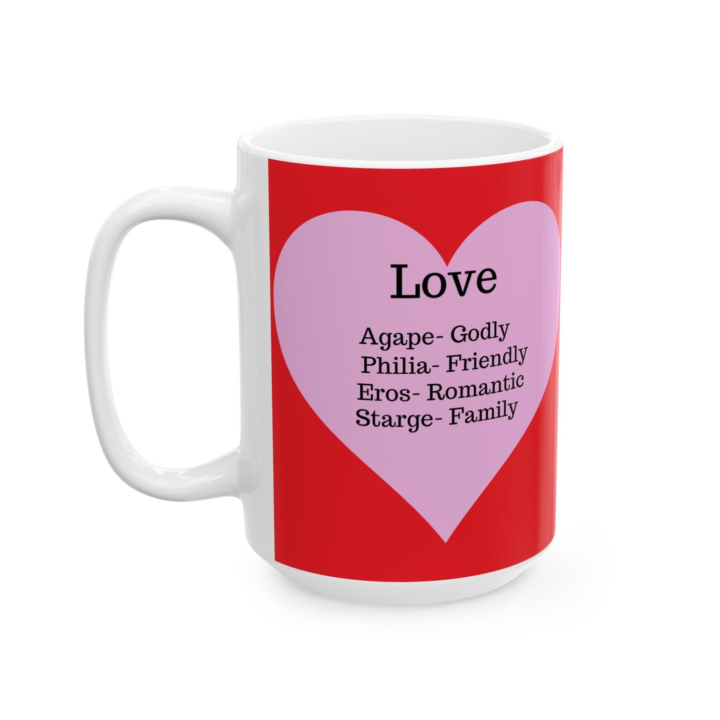 Charming Heart Ceramic Coffee Mug (Red)