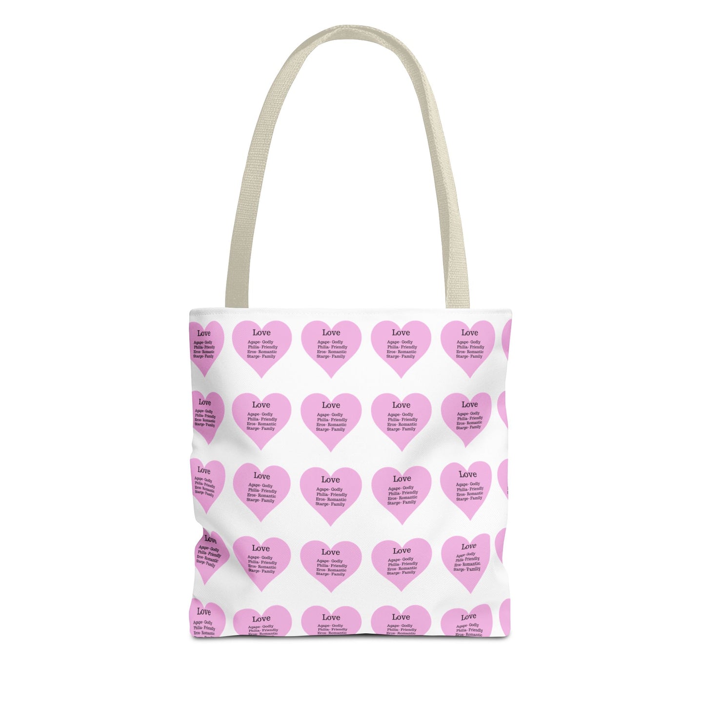 Pink Hearts Tote Bag (White)